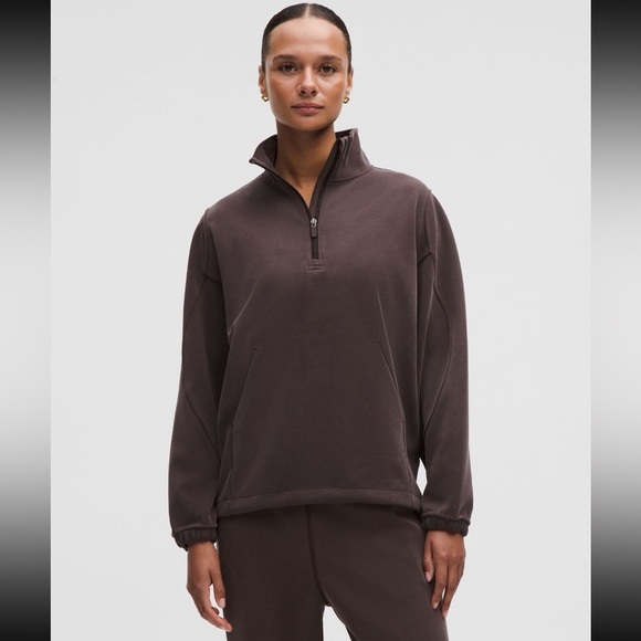 lululemon athletica Sweaters - Lululemon Softstreme Half Zip Long Pullover Sequoia Brown Size medium
